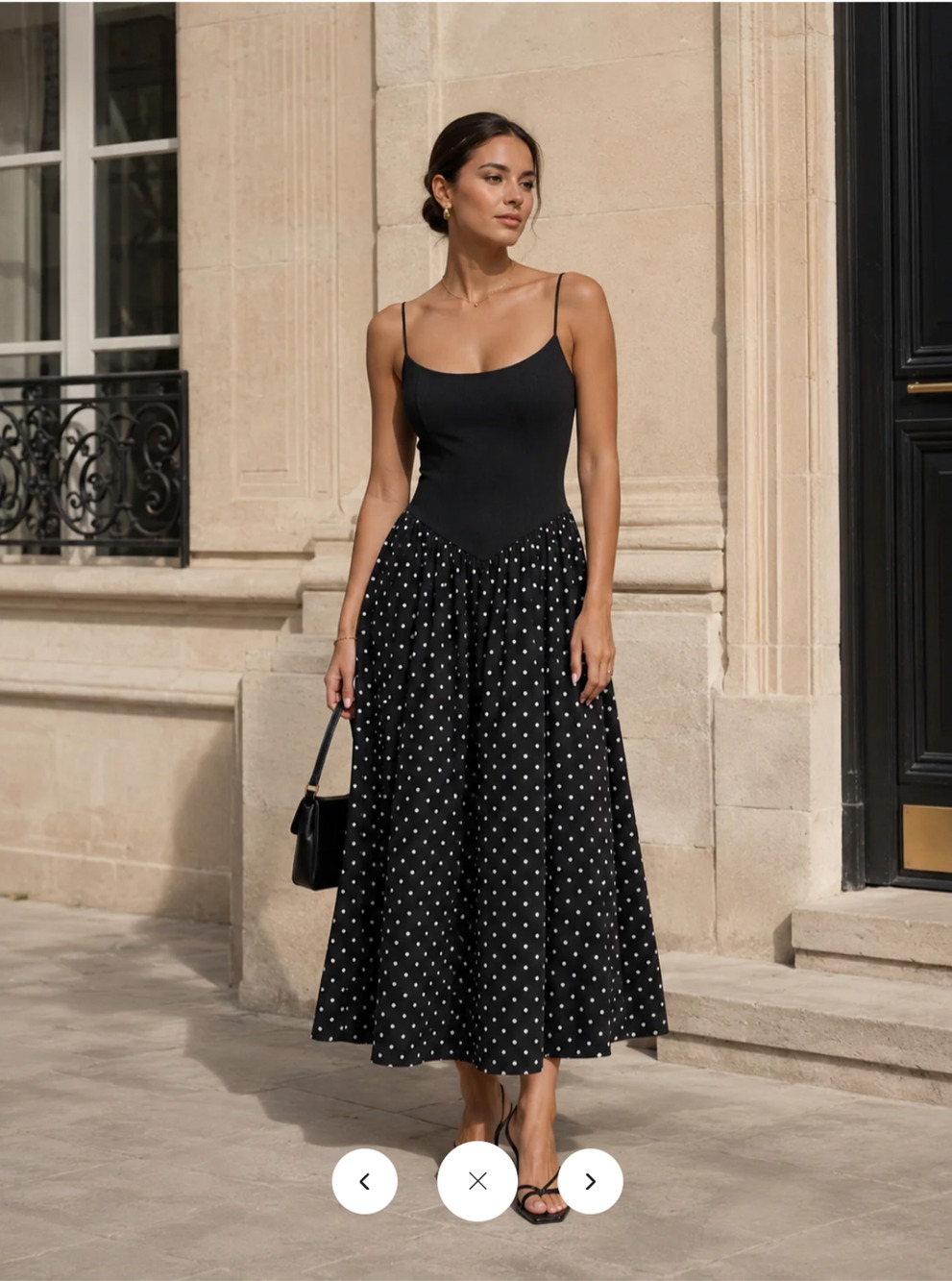 NWT Commense Contrast Bodice Polka Dot Dress Sz S